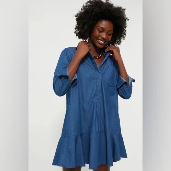 Tuckernuck Lightweight Denim Callahan Shirt Dress Cotton Blue Womens Size Medium - Picture 2 of 14